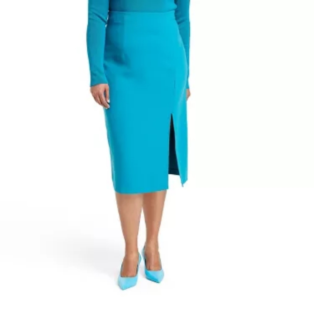 Teal High-Waist Slited Pencil Skirt - Sergio Hudson x Target SOLD OUT@TARGET.COM - Picture 2 of 3